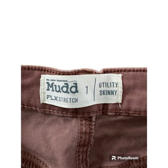 PANTS  Mudd  Utility  Skinny Stretch Mauve Junior's  Sz 1 Zippered Pockets - Picture 4 of 10